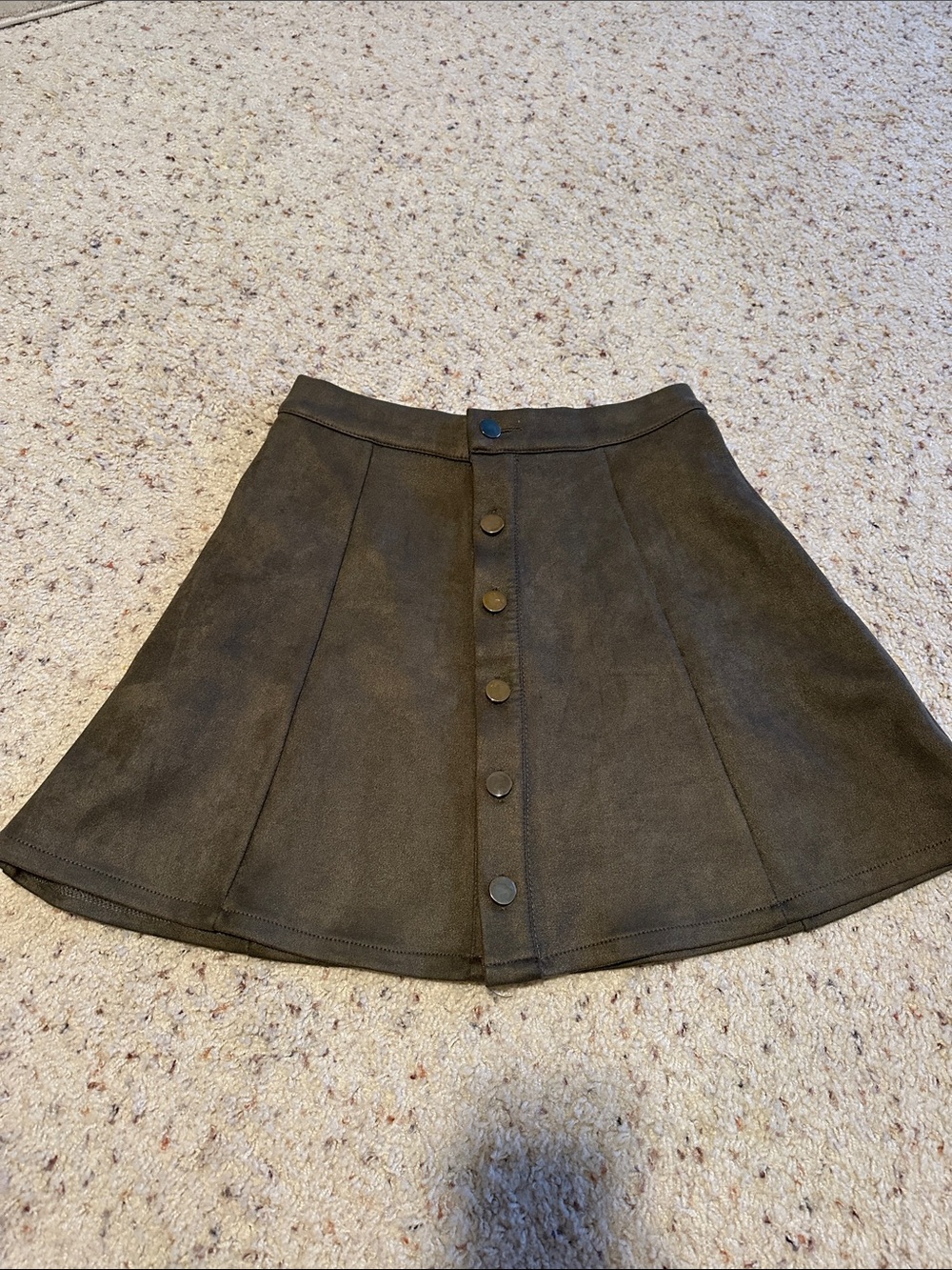 Allegra K Olive Green Button-Front Mini Skirt